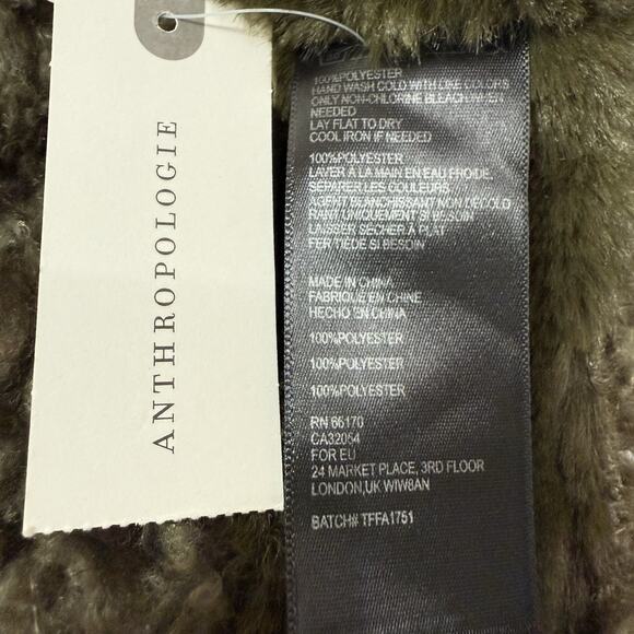 New Anthropologie Mixed Faux Fur Infinity Scarf Dark Olive Green Moss - Picture 8 of 10